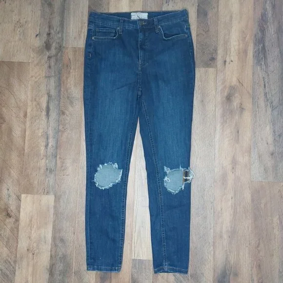 Free People High Rise Stretch Skinny Jeans Sz 30R Dark Wash 61855-16515125 - Picture 2 of 16